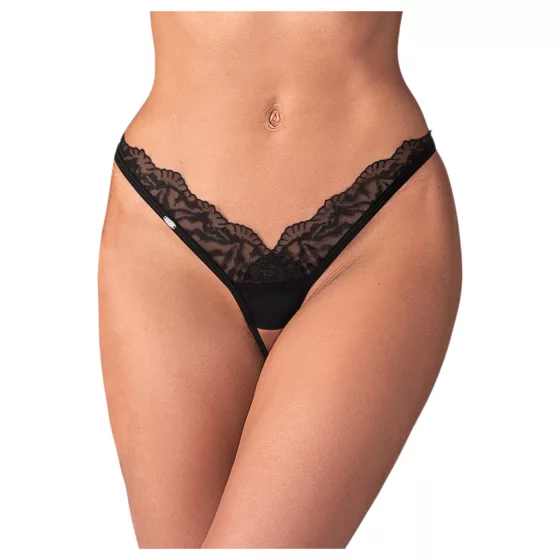 Obsessive - dámské tanga - průhledná krajka - černá - L/XL