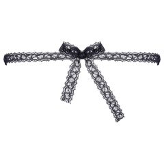 Cottelli - krajková maska na oči - vyšívaná černá