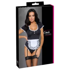 Cottelli - body servírky se zástěrkou (černé)
