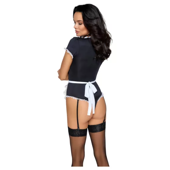 Cottelli - body servírky se zástěrkou (černé) - M