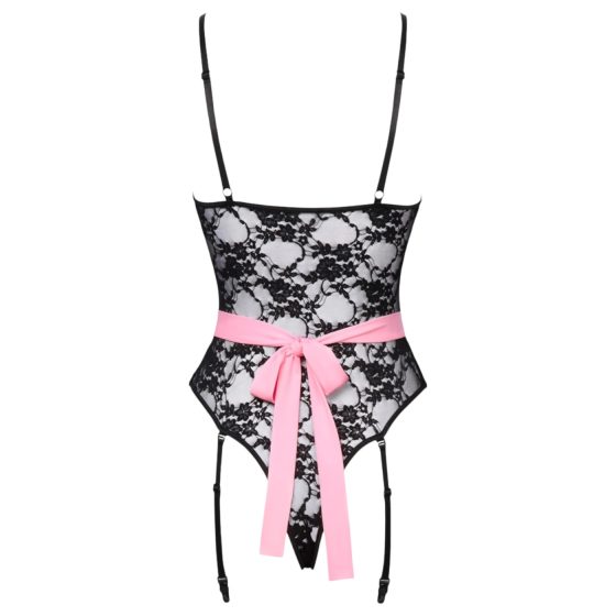 Cottelli - kostým pokojské - průhledný - černá/růžová - M