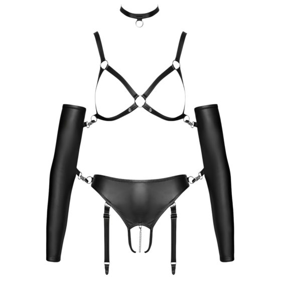 Bad Kitty - bondážní tělový postroj set (černý)