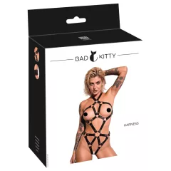   Bad Kitty - body s ramínky a otevřenou podprsenkou (černé) - S-L
