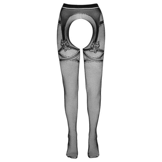 Cottelli - Síťované punčochy s otevřeným rozkrokem - černé - L/XL