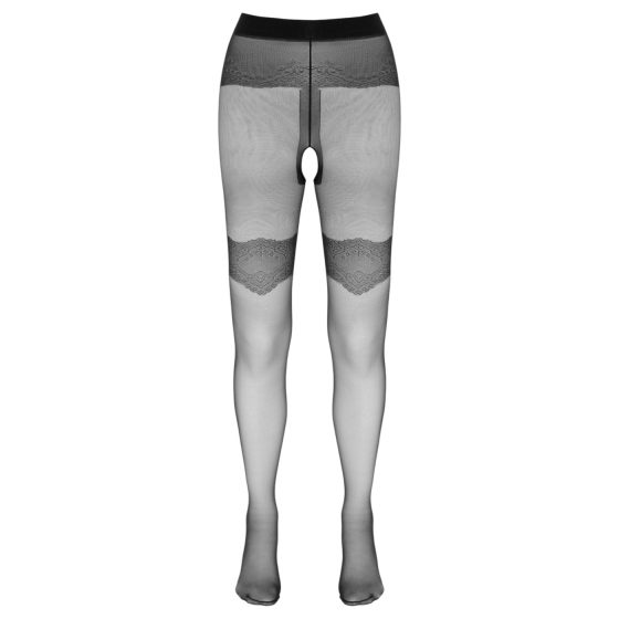 Cottelli - otevřené punčochy s exkluzivním vzorem - černé - 3