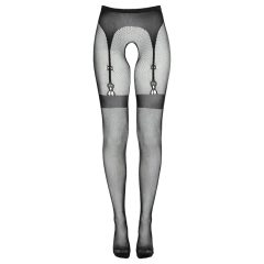   Cottelli Legwear - otevřené punčochy s krajkou - černé (S-L)