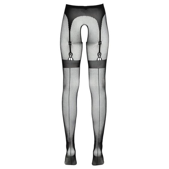 Cottelli Legwear - otevřené punčochy s krajkou - černé (S-L)
