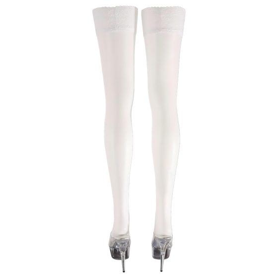 Cottelli - Samodržící punčochy - saténový vzhled - bílá - 5/XL