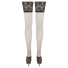   Cottelli Plus Size - samodržící punčochy s 15cm širokou krajkou (černé)