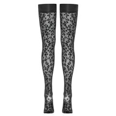 Cottelli Legwear - Punčochy s leopardím vzorem (černé)