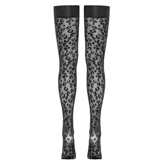 Cottelli Legwear - Punčochy s leopardím vzorem (černé)
