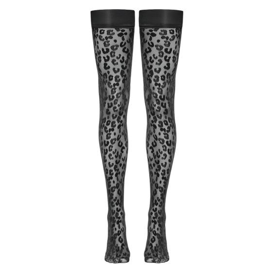 Cottelli Legwear - Punčochy s leopardím vzorem (černé)