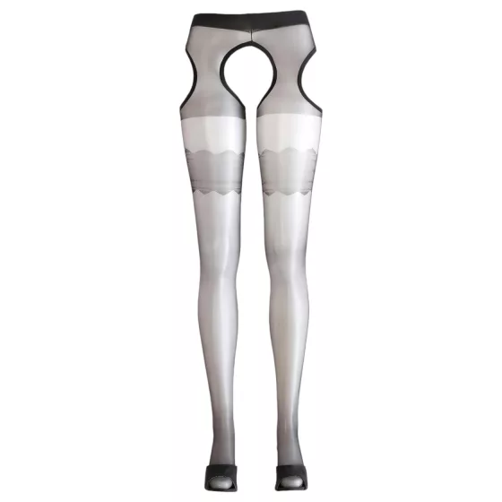Cottelli - erotické punčochy s vlnkovaným vzorem - černé - XL