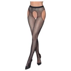   Cottelli Legwear - otevřené, lesklé punčochy - černá (S-L)