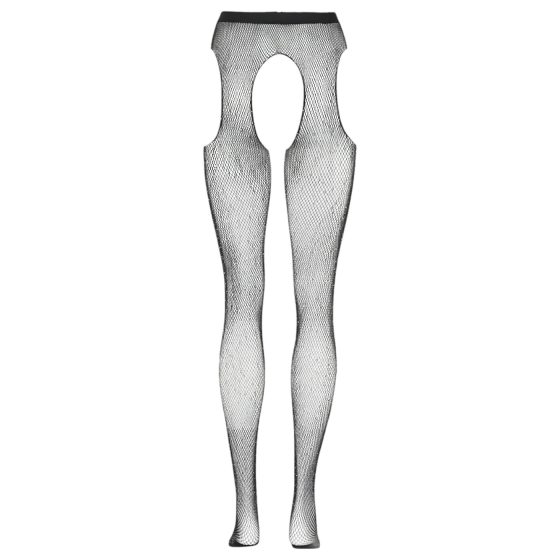 Cottelli Legwear - otevřené, lesklé punčochy - černá (S-L)