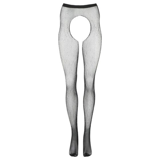 Cottelli Legwear - otevřené, lesklé punčochy - černá (S-L)