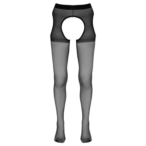 Cottelli - otevřené (s rozkrokem) punčochové kalhoty (černé) - L/XL