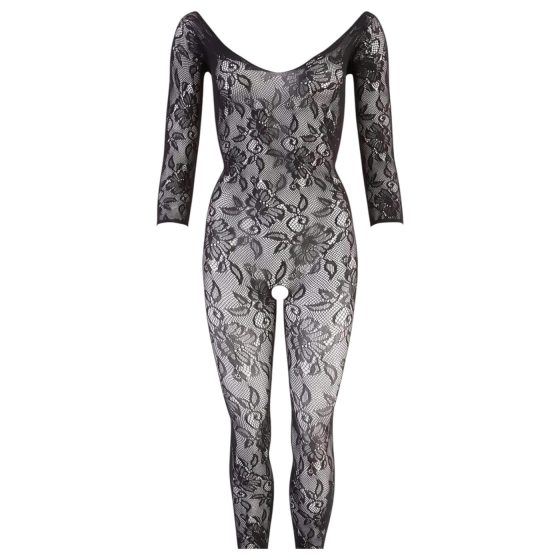 NO:XQSE - Květinové catsuit - černé (S-L)