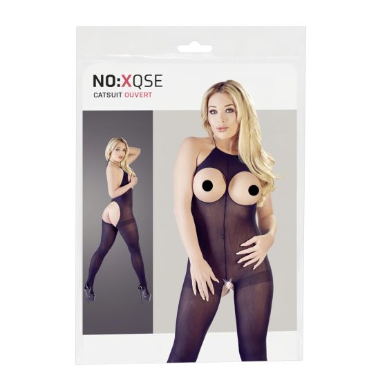 NO:XQSE - otevřený, s krčním popruhem, sexy overal - černý (S-L)