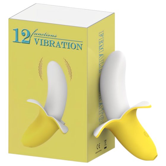 Osamělý - akumulátorový, vodotěsný, banánový vibrátor (žluto-bílý)