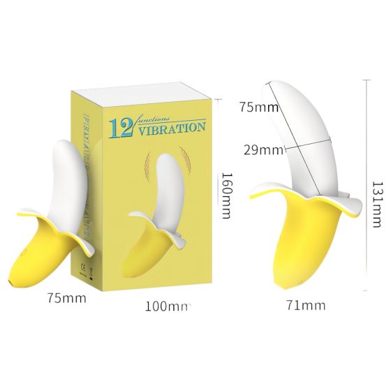 Osamělý - akumulátorový, vodotěsný, banánový vibrátor (žluto-bílý)