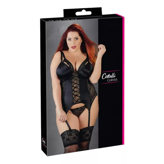 Cottelli Plus Size - variabilní top s podvazky (černý)