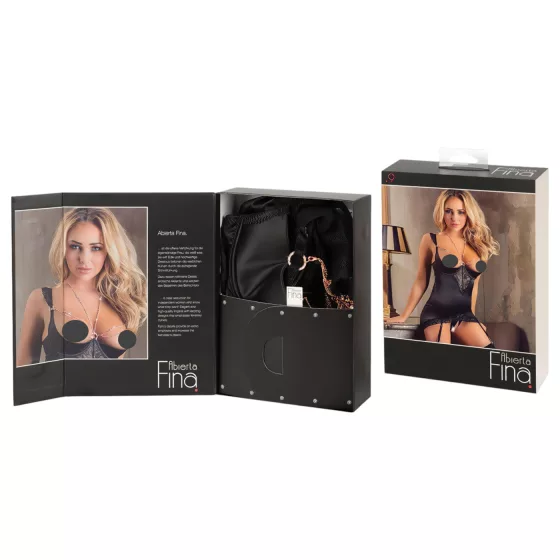 Abierta Fina - třpytivý řetízkový top a tanga (černá) - 85B/L