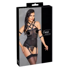   Cottelli Bondage - top s popruhy, pouta na ruce a tanga (černá)