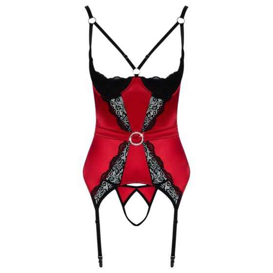 Cottelli - podprsenkový set s krajkou - červená - M