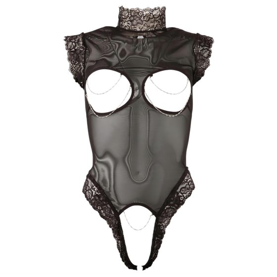 Abierta Fina - erotické body - síťované - černé - XL