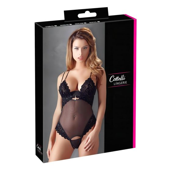 Cottelli - dámské body - sametové, variabilní - černé - 80C/M