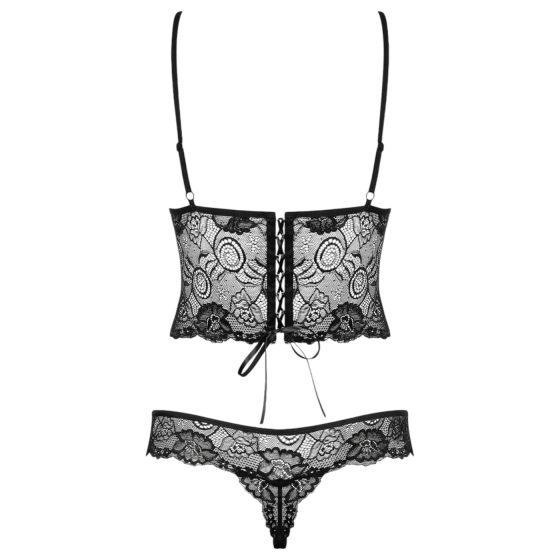 Obsessive Alluria - Květinové krajkové body (černé)