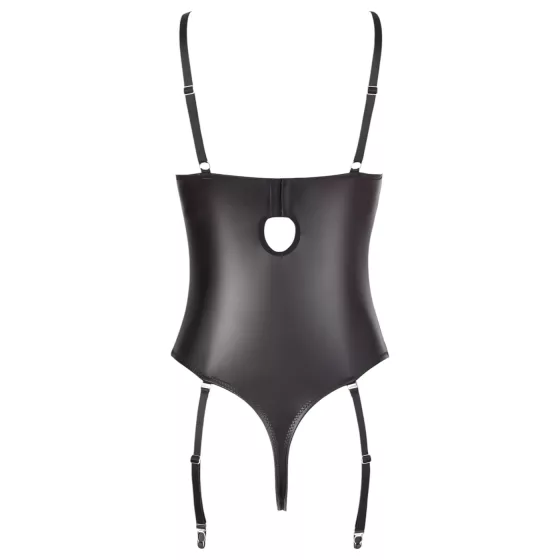 Abierta Fina - otevřené body s krajkou a pásky - černé - 80B/M