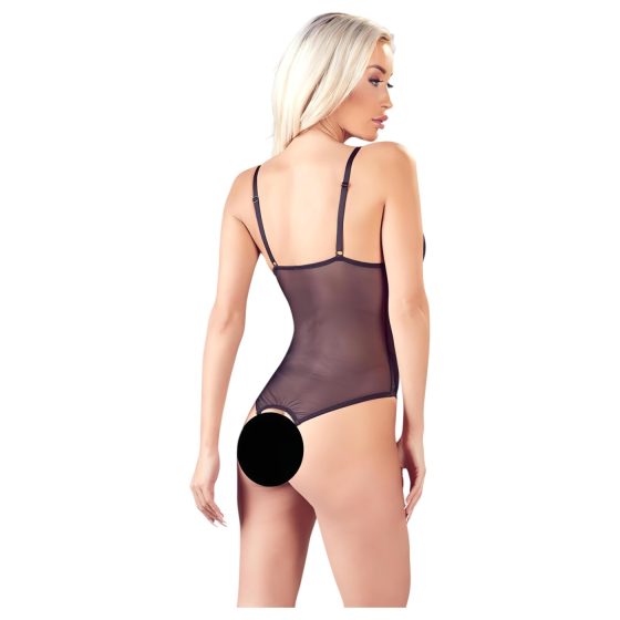 Cottelli - krajkované, perlové otevřené body (černé)