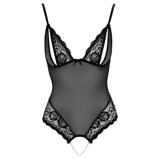 Cottelli - krajkované, perlové otevřené body (černé)