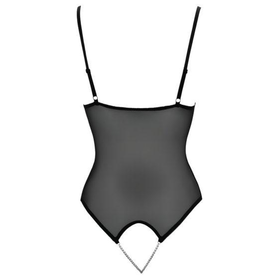 Cottelli - krajkované, perlové otevřené body (černé)