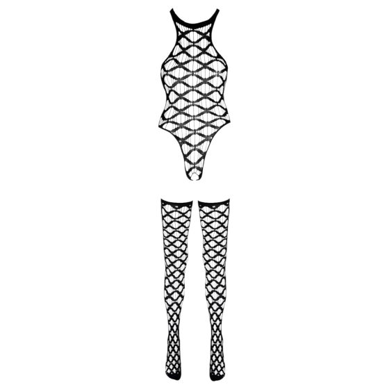 NO:XQSE - vlněný bodystocking a punčochy - černá (S-L)