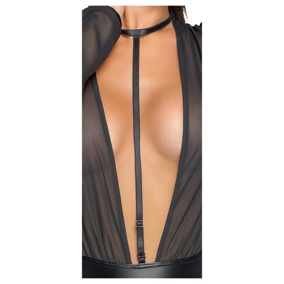 Noir - lehký body s krčním páskem (černý)