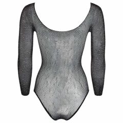   NO:XQSE - lesklé síťované body s dlouhými rukávy - černá (S-L)
