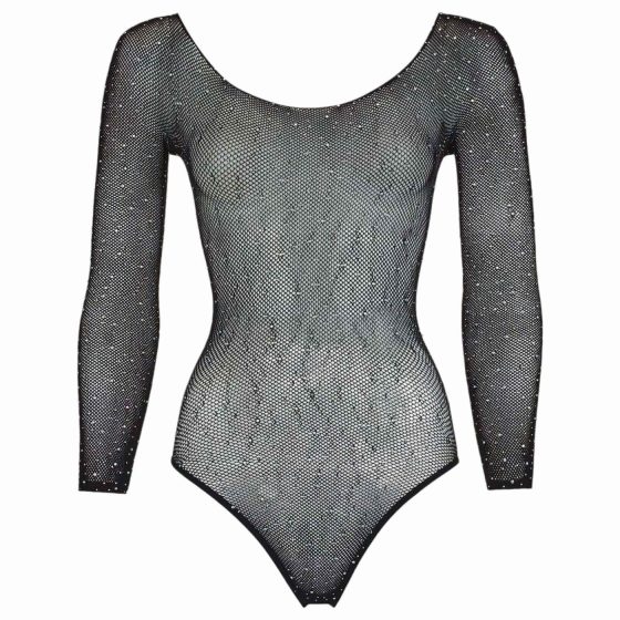 NO:XQSE - lesklé síťované body s dlouhými rukávy - černá (S-L)