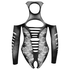   NO:XQSE - elegantní body s mašlí, dlouhý rukáv - černá (S-L)