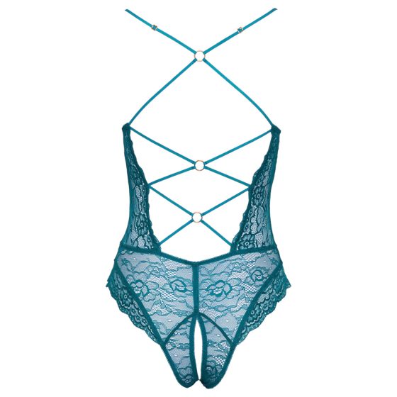 Cottelli - otevřené krajkové body s šněrováním - zelené