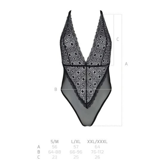 Passion Eco Zinnia - krajkové body s hlubokým výstřihem (černé)
