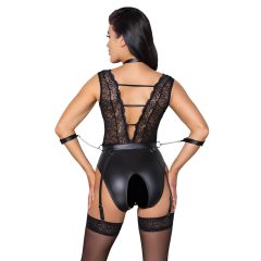   Cottelli Bondage - krajkované body s nákrčníkem (černé)