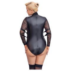   / Cottelli Bondage Plus Size - krajkové body s rukávy (černé)