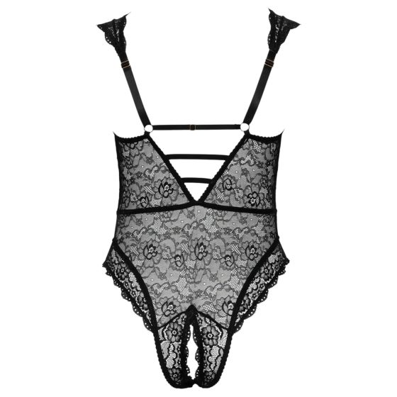 Cottelli Curves Plus Size - průsvitné vzorované body (černé)