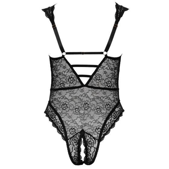 Cottelli Curves Plus Size - průsvitné vzorované body (černé)