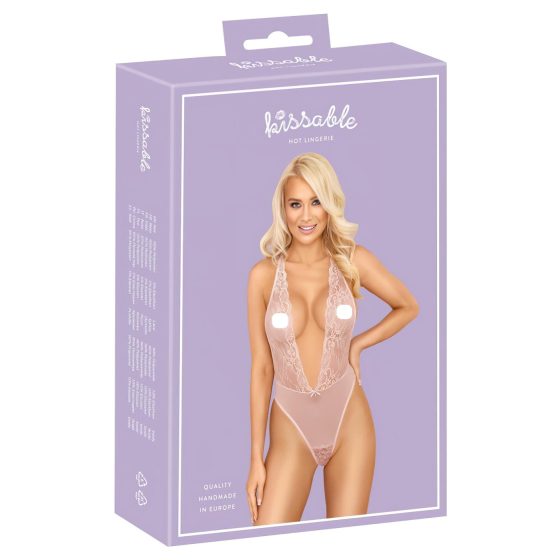 Kissable - krajkové body (růžové)