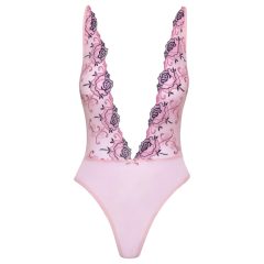   Kissable - body s růžovou květinovou výšivkou (růžové)