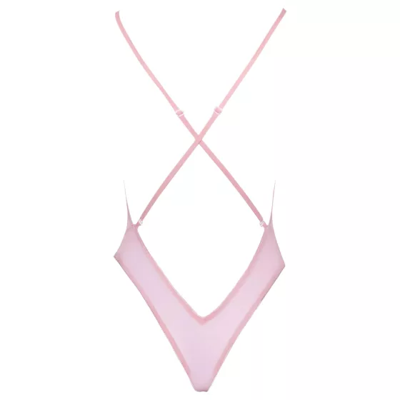 Kissable - erotické body s růžovou výšivkou - růžová - L/XL